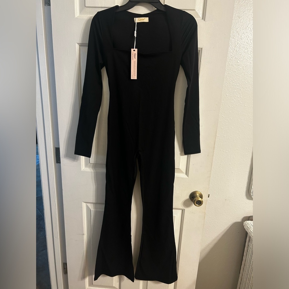 NWT Jumpsuits for Women Square Neck Wide Leg Full Length Romper Playsuit - Picture 2 of 6